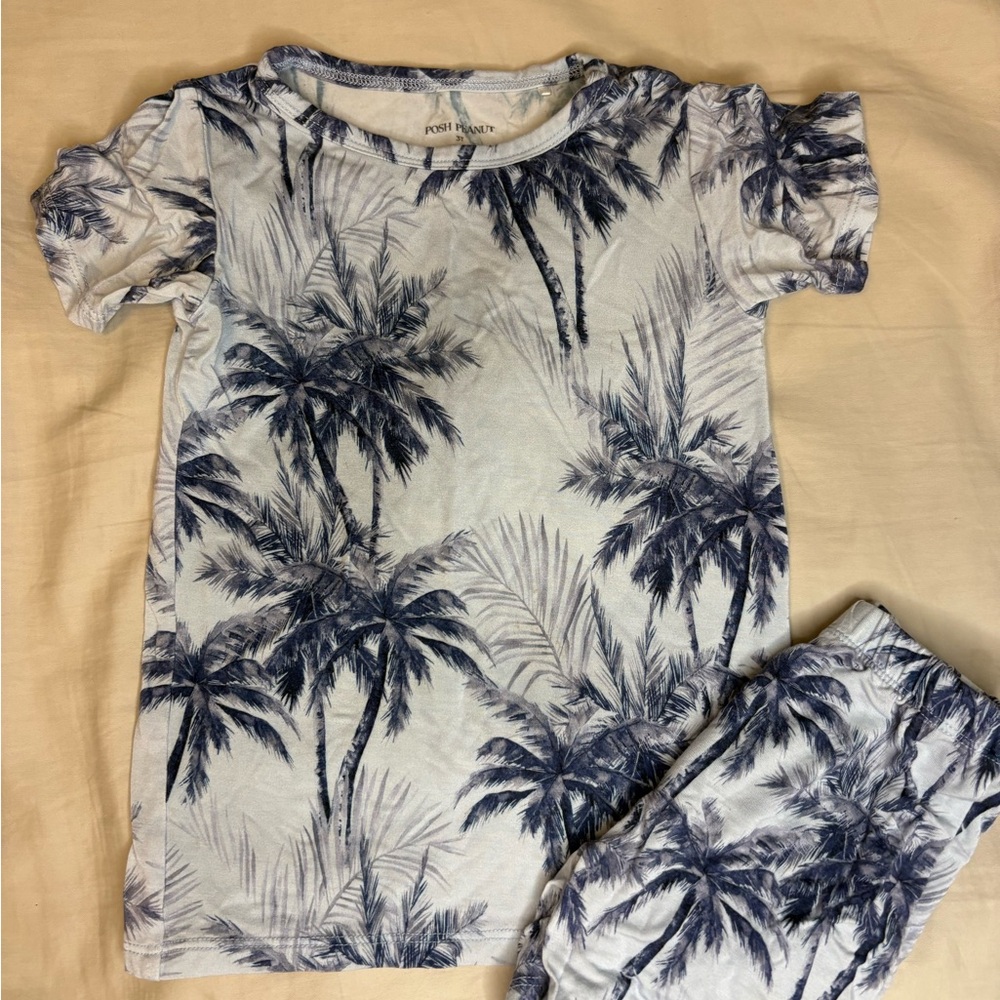 Posh Peanut Blue and White Palm Print Shirt